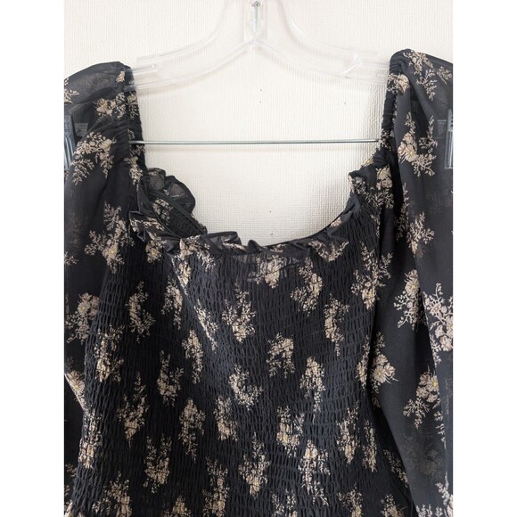 Beyond the Radar Top XL Black Cropped Floral Mesh Romantic Romantic Boho Grunge - Picture 2 of 10